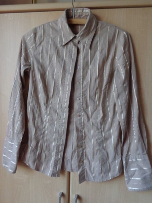 Bluse Langarm Gr. 34 bzw. ca. Gr. XS beige, in sich gestreift, Orsay Bild 4
