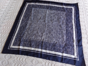 Vintage - Tuch, Kopftuch, dunkelblau/weiß, ca. 58 x 58 cm