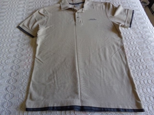 Herren-Polo-Shirt in 2in1-Optik, Gr. M bzw. 48/50, beige/grau