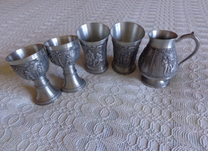 Zinnartikel, diverse, 5 Teile, SKS Zinn 95 %