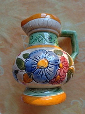 Deko - Vase Krug bunt ca 15 cm hoch Bild 1