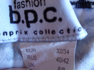 Top, Shirt, Longtop, Gr. 32/34 bzw. ca. Gr. XXS/XS, schwarz/weiß, b.p.c. Bild 4