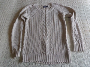 Pullover, Mustermix, Strickpullover, Gr. XS, Rundhals, naturfarben