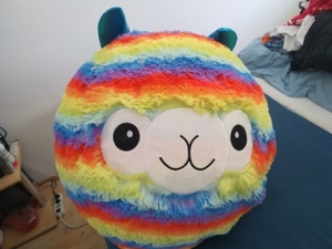 Unikat - Ball   Sitzball   Yogaball LAMA in Regenbogenfarben 24 Zoll, unbespielt Bild 2