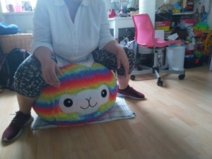 Unikat - Ball   Sitzball   Yogaball LAMA in Regenbogenfarben 24 Zoll, unbespielt Bild 8