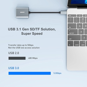 OTG USB 3.0 Typ C, Speicherkartenleser Beikell Dual, Samsung PROPlus MicroSDXC 256GB, 160MB s Bild 8