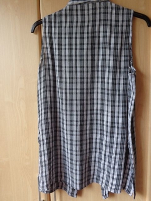 Vintage Bluse ärmellos, lange Form, Gr. 36/38 bzw. ca. Gr. S/M, schwarz/weiß Bild 2