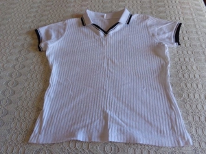 #Shirt mit Polokragen, Rippenshirt, weiß, Gr. 36 bzw. ca. Gr. S