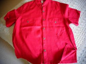 Damenbekleidung Bluse Gr. 40/42 rot, mit kurzen Ärmeln