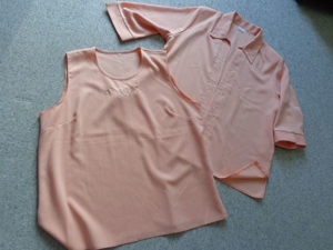 2-Teiler Bluse/Top, Leinenanteil, 3/4-Arm-Bluse Blusenjacke und Top Gr. XXL bzw. ca. Gr. 50