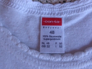 Damen, Hemd, Trägerhemd, U-Hemd, weiß, Gr. 48, Marke: -con-ta- Bild 2