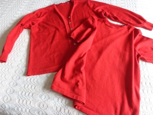 Twin-Set, Feinstrick, Jacke und Pullover, rot, Gr. XL, bitte nachmessen!