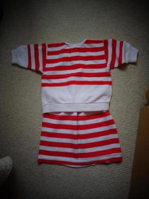 Mädchenbekleidung 2 - Teiler, Rock und Oberteil, Gr. 104, rot - weiß - gestreift Bild 2