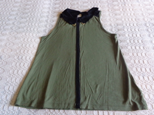 #Vintage - Shirt, Kragenshirt, Bluse, Gr. 34 bzw. ca. Gr. XS, khaki/schwarz