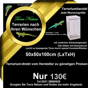 Terrarium 100x50x50cm alle Maße möglich Made in Germany Bild 3