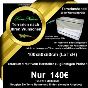 Terrarium 100x50x50cm alle Maße möglich Made in Germany Bild 1