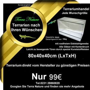 Terrarium 100x50x50cm alle Maße möglich Made in Germany Bild 7