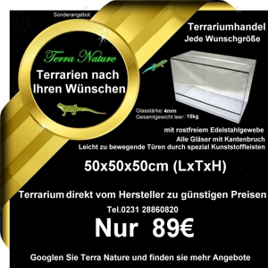 Terrarium 100x50x50cm alle Maße möglich Made in Germany Bild 2