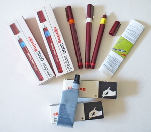 3 Rotring Zeichen-Isographen + Tusche (Preise im Text)
