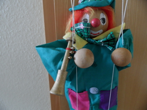 Marionetten Holz Clown Dachbodenfund 2 Stück Bild 2