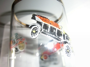 Sammlerglas mit Goldrand und Oldtimermotiv, Wasser-, Mostgläser 16 x 6,5cm Bild 6