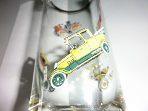 Sammlerglas mit Goldrand und Oldtimermotiv, Wasser-, Mostgläser 16 x 6,5cm Bild 7