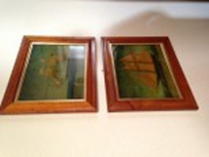 zwei Ahornrahmen Antik -Bilder mit Schiffmotiv Bild 2