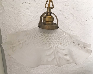 Gründerzeit -Messing-Hänge-Lampe +Original-Glas Bild 4