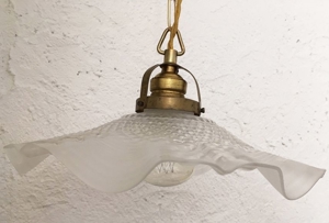 Gründerzeit -Messing-Hänge-Lampe +Original-Glas Bild 3
