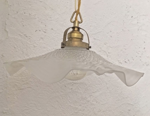 Gründerzeit -Messing-Hänge-Lampe +Original-Glas Bild 1
