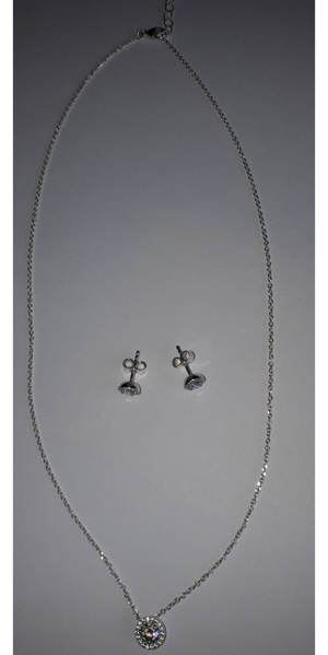 Schmuckset Vandenberg, Halskette mit Anhänger, Ohrstecker, Zirkonia, Silber 958 Bild 5