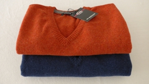 Pullunder NEU 100 % Lambswool Pullover ohne Ärmel Gr 56 / XL-XXL V-Ausschnitt Walbusch Blau + Ziegel Bild 7
