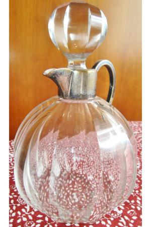 Antik Kristallglas Karaffe Kristall Glas Flasche - antik ca. 1885 - Facettenschliff Stopfen TOP Zust Bild 5