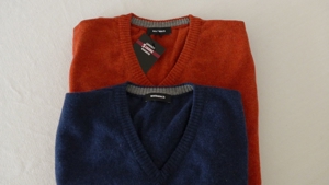 Pullunder NEU 100 % Lambswool Pullover ohne Ärmel Gr 56 / XL-XXL V-Ausschnitt Walbusch Blau + Ziegel Bild 1