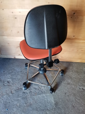 Bürostuhl, orange, Kunstleder, original 70er Bild 3
