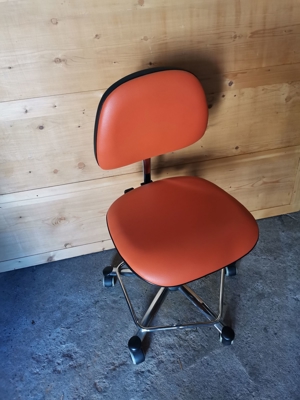Bürostuhl, orange, Kunstleder, original 70er Bild 2