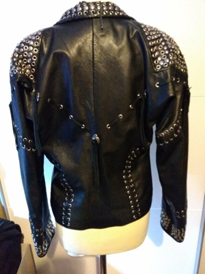 Lammlederjacke (echtes Leder) mit Strass,Nieten und Fransen Gr 32/40