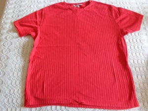 #Shirt Rippenshirt Gr. M bzw. ca. Gr. 36/38, rot, in sich gestreift Bild 1