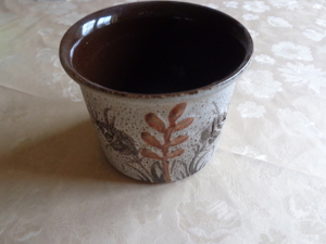 Blumenübertopf, Blumentopf, beige/braun, ca. 14,5 Innendurchm. Bild 3