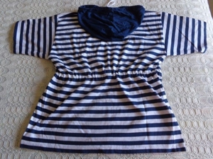 Shirt Kapuzenshirt Hoodie ca. Gr. 140 marineblau-weiß-gestreift Bild 4