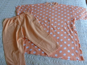 Set 2-Teiler Shirt und 3/4-Hose Gr. 146/152 fällt aber größer aus orange-weiß-gepunktet Bild 1