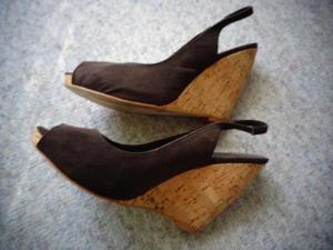 Damenschuhe Wedges Sandaletten braun Gr. 39 mit Kork - Keilabsatz Bild 6