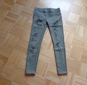 Damen - Vintage - Leggings im Jeans-Style, Hose, Gr. 42 bzw. ca. Gr. M/L, khaki, Laulia