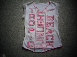 Damenbekleidung Top weiß / rosa ca. Gr. 34 bzw. ca. Gr. S