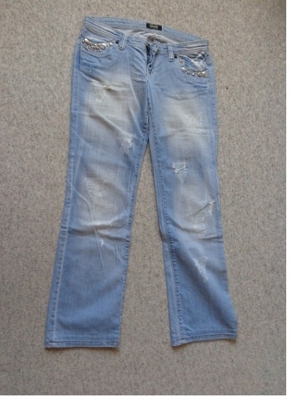 Vintage - Jeans, Hose, Low Waist, Gr. 30, ca. Gr. 38/40 bzw. ca. Gr. M, hellblau Bild 1