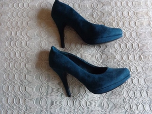 Damen-Schuhe Pumps, High Heels, Gr. 39, petrol, wildlederartig, Graceland Bild 2