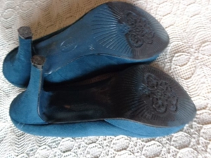 Damen-Schuhe Pumps, High Heels, Gr. 39, petrol, wildlederartig, Graceland Bild 7