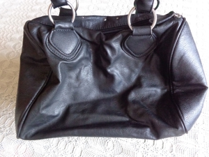 Tasche, Handtasche, Bowling-Bag, Kunstleder, schwarz, Steinchen Bild 3