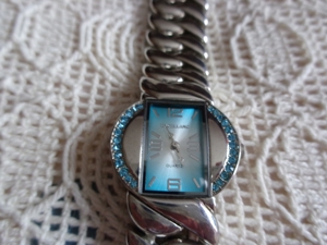 #Uhr, Quartz-Armbanduhr, Damen, silberfarben/türkis, nickelfrei, Marke: Excellanc Bild 2