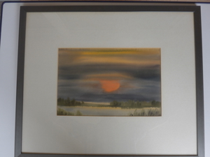 Sonnenuntergang - Original Bild mit Rahmen aus 1986